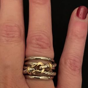David Yurman 18k gold and silver Buckle Ring 6.5
